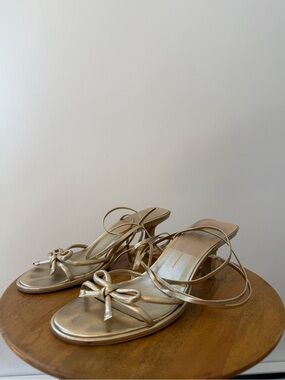 Dolce Vita Gold Strappy Bow Kitten Heels